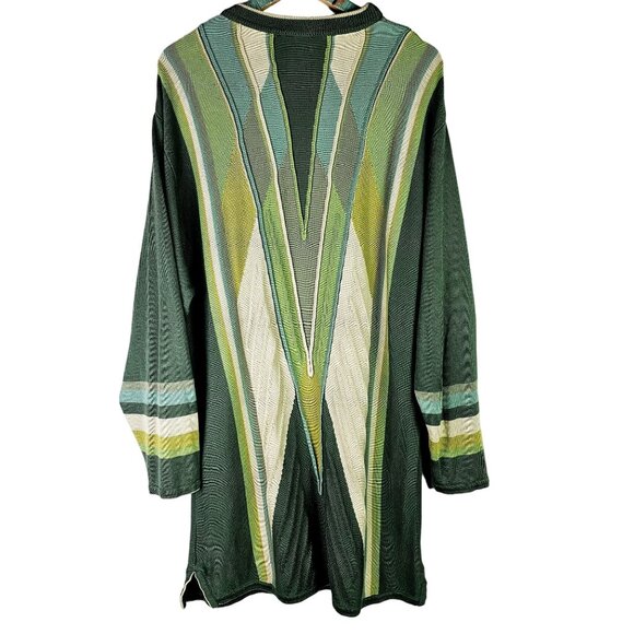 Vintage 1980's Bergati Coogi Style Knit Sweater, Shades of Green, XL, EUC - Picture 2 of 11